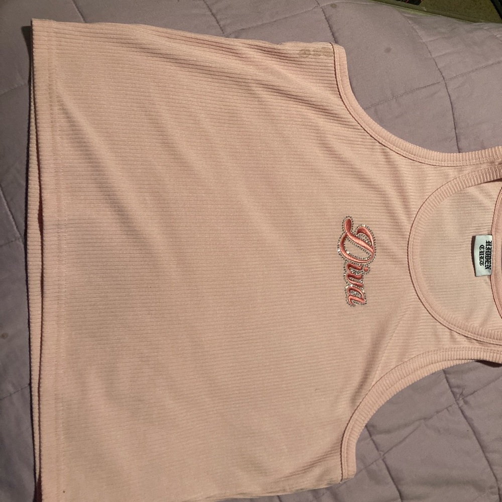 Hidden Cult pink ribbed crop top